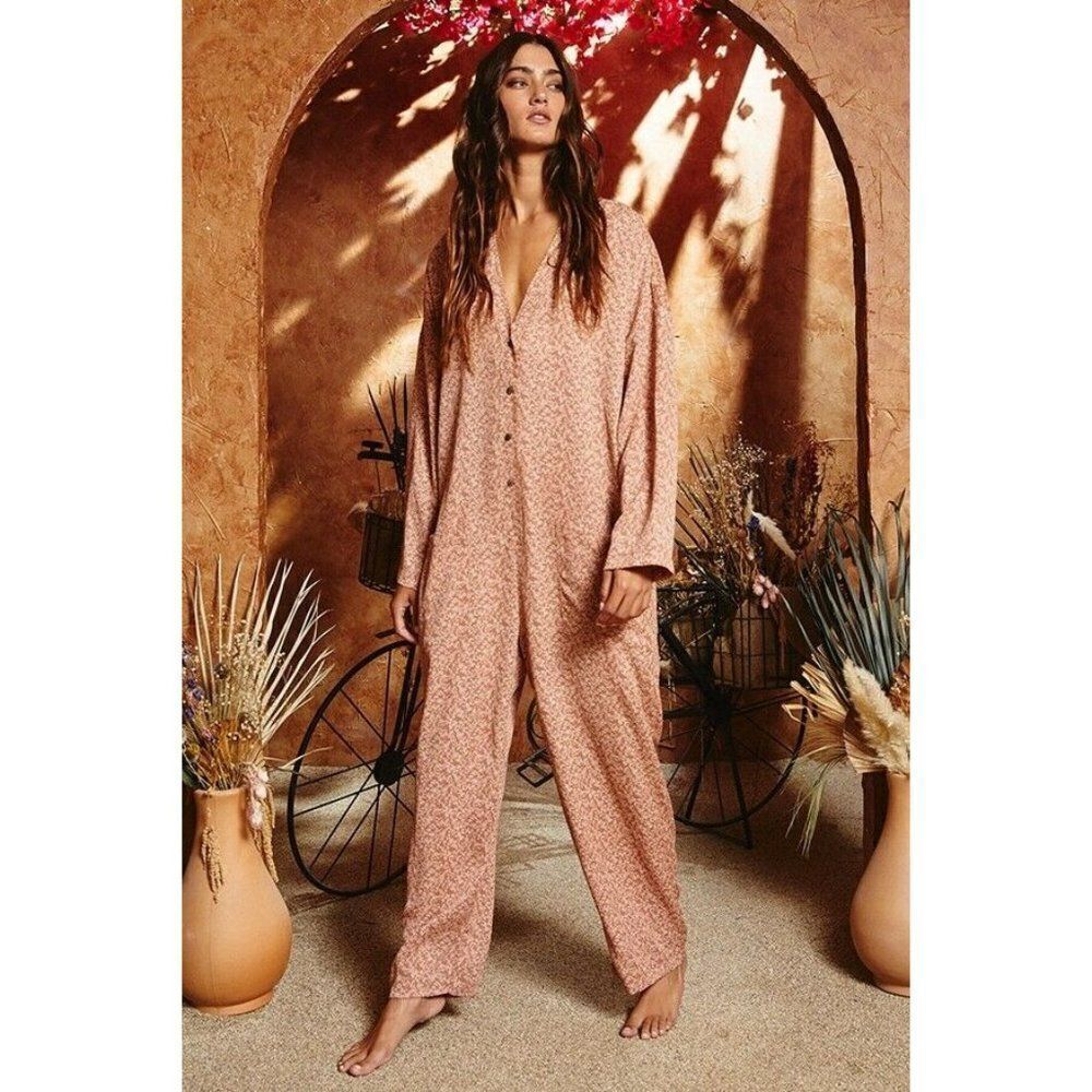 BUCKETLIST Floral Bohemian Boho Women's Print Button-up Jumpsuit R5110 New